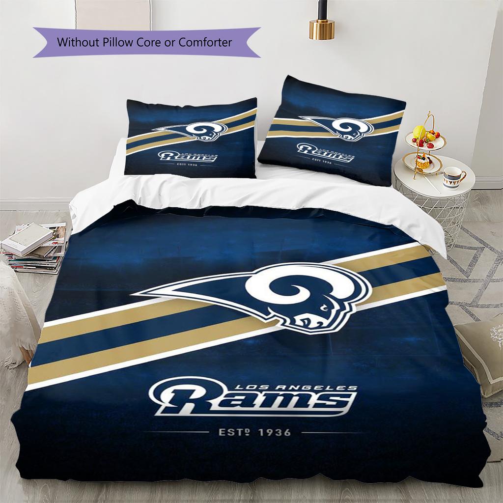 Los Angeles Rams Pattern Bedding Set Quilt Cover Pillowcase Home Decor Gift (1 * duvet cover + 2 * pillowcase, without core)