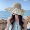 Summer New Hat Femininity Bow Colored Glue Sun Protection Visor Big Edge UV Protection Bucket Hat