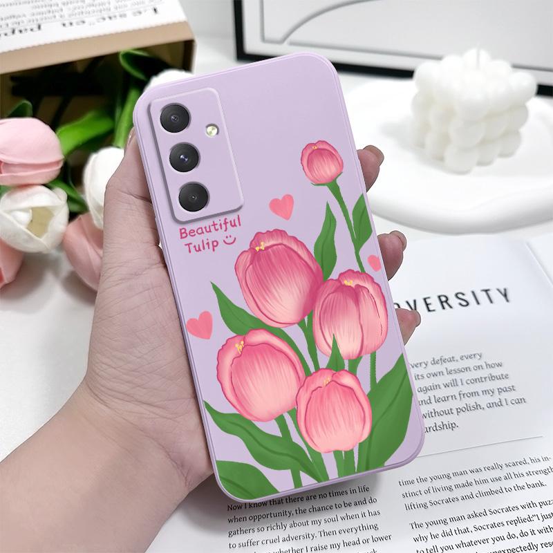 Чехол-тюльпан кораллового цвета для Samsung Galaxy A55 A35 A25 A15 A05 A05S A54 A34 A24 A14 A04 A04S A04E 4G 5G
