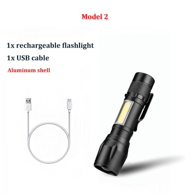 Светодиодный фонарик Zoom COB, перезаряжаемый через USB, встроенный аккумулятор, портативный мини-водонепроницаемый мигающий светильник ZOOM, уличная лампа для кемпинга