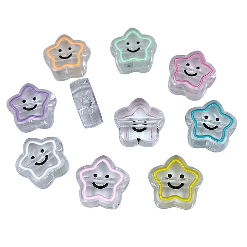 5 шт. 19 мм акриловые капельницы масла прозрачные пентаграммы смайлик бусины DIY ручной работы ожерелье из бисера веревка аксессуары для волос