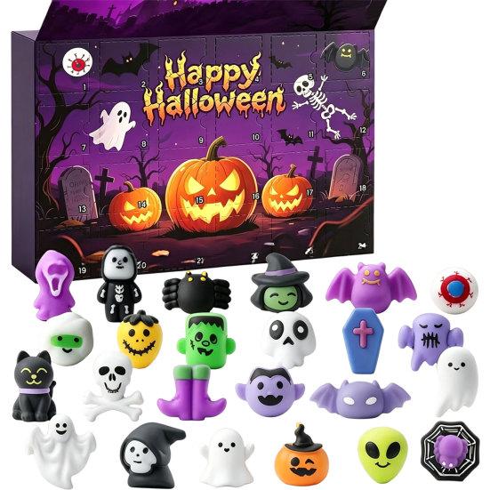 jijijing Halloween Advent Calendar, 24 Days Countdown Calendar with Pcs Slow Rising Squeeze Toys, Scary Collectible Dolls Gifts for Kids, Party Favors
