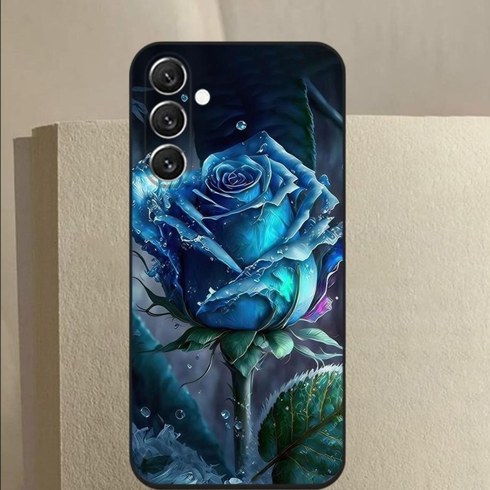 Синий цветок розы Чехол для телефона Для Samsung Galaxy A13,A21s,A22,A31,A32,A52,A53,A71,A80,A91 Мягкий черный чехол