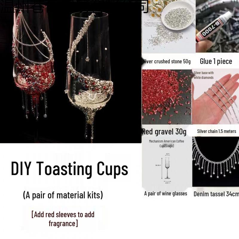 Фиолетовая кисточка Мозаика Бабочка Бокал для тостов с шампанским Набор для самостоятельной сборки для свадеб