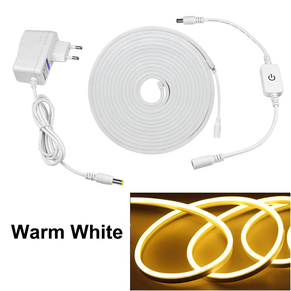 Сенсорный диммер, светодиодная лента, неоновый свет, 12 В, гибкая светодиодная лента, RGB лента, водонепроницаемая лампа для подсветки шкафа для спальни с вилкой европейского стандарта