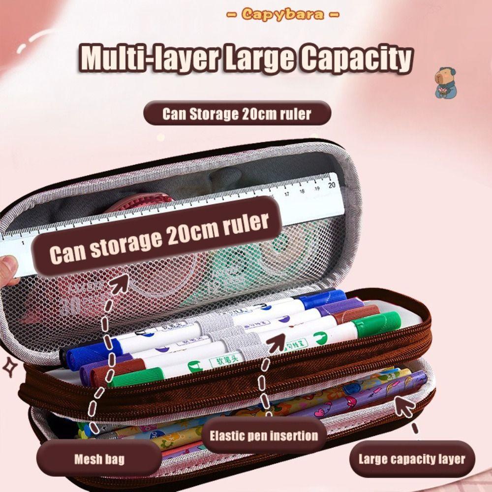 3D Capybara Pen Bag Large Capacity Pen Box Dirt-proof Pencil Case School Office