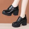 8cm Small Size 33-43 Elegant Deep Mouth Soft Leather Oxfords Platform Pumps Fall 2025 Block High Heels Shoes Fur Office Model