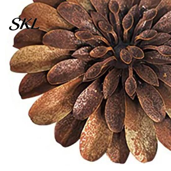 Garden Decorations Rustic Metal Flower Stakes, Large Rusted Iron Yard Art, Outdoor Ornaments 19.39 Inch Weather-Resistant Decoration for Lawns