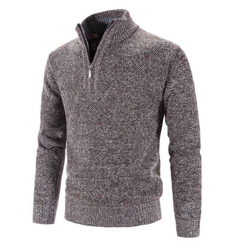 Men S Plus Size Fleece Half Zip High Neck Pullover Long Sleeve Knit Sweater