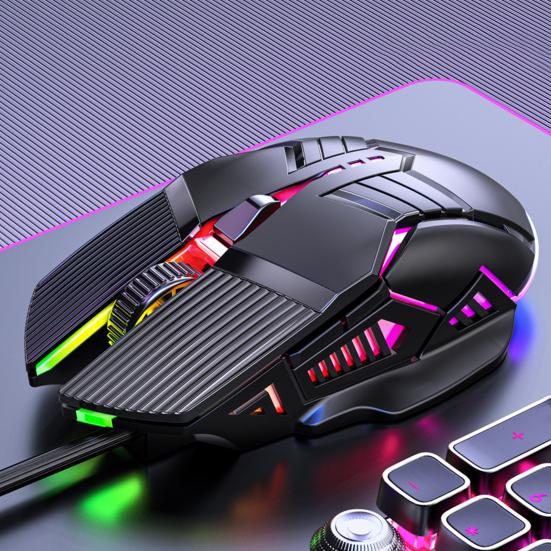 USB Wired Mouse Cool Seven-Color Backlight Gaming Mouse 3200DPI Adjustable 6 Keys Ergonomics Plug And Play Laptop Mice Computer Peripheral Accessories