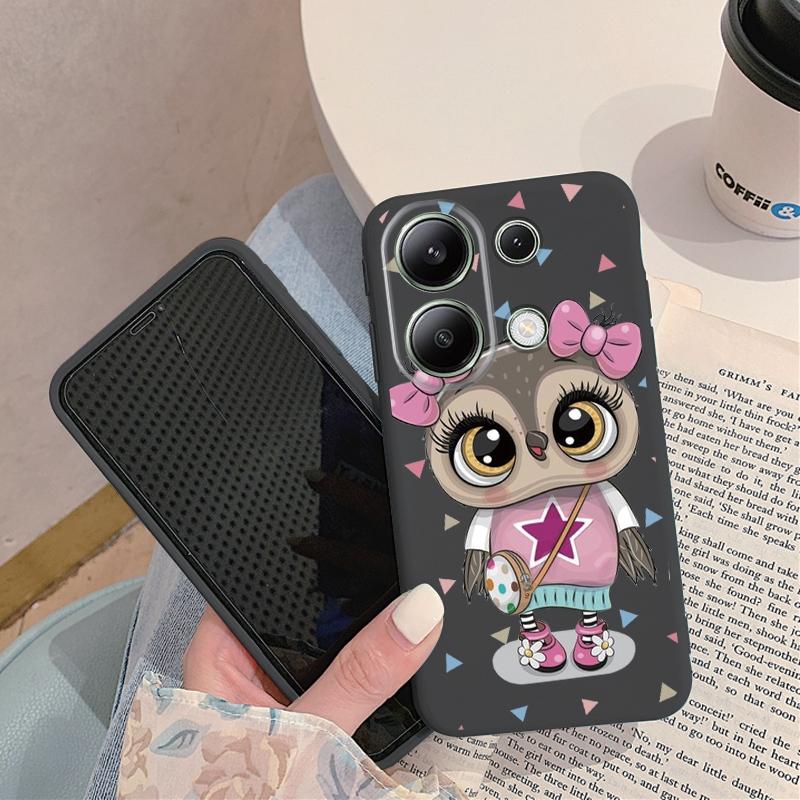 Мягкий силиконовый чехол с рисунком совы для Samsung A55 M35 S24 Xiaomi Redmi Note 13 Pro iPhone Huawei Honor Realme Camera Защитный противоударный чехол