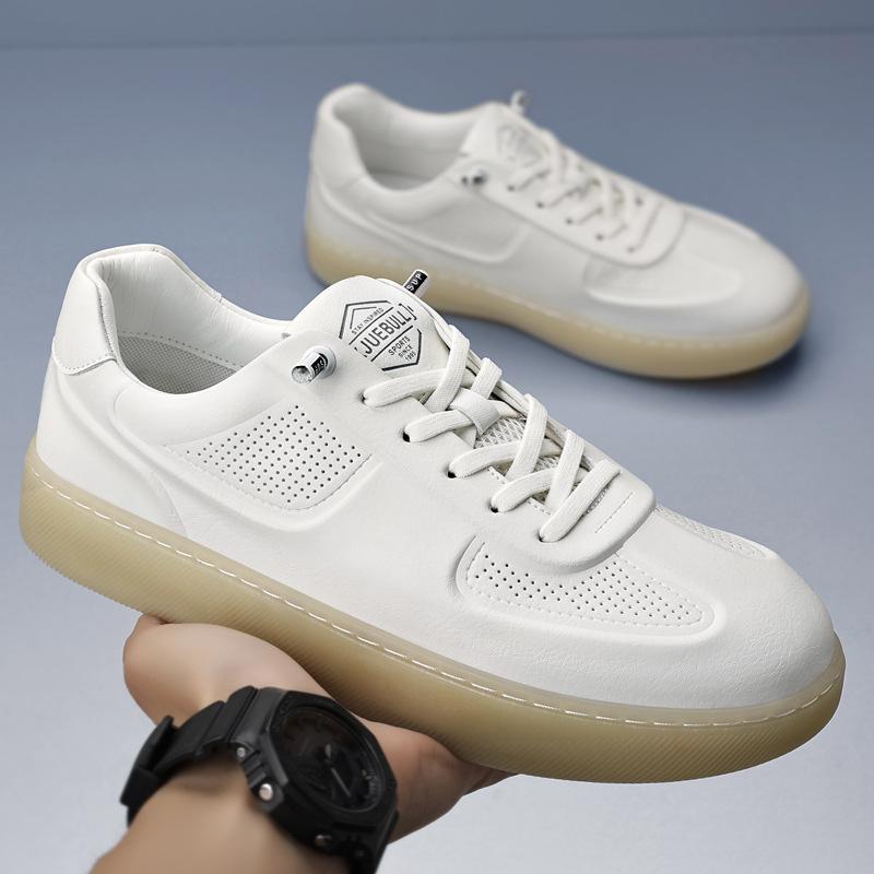 Новые мужские сандалии полые дышащие коровья кожа повседневная обувь для доски мягкая подошва ретро немецкие маленькие белые туфли