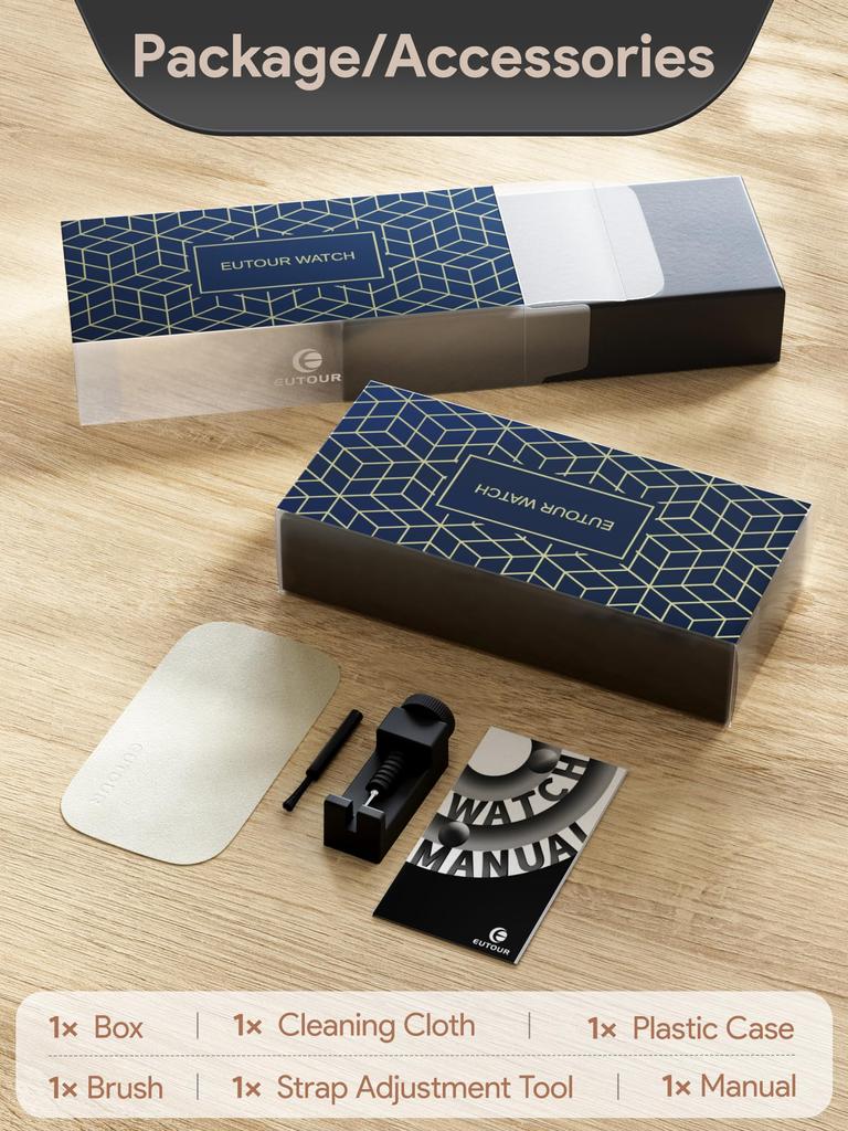 Magnetic Watch Ball Bearing Design Watch Quartz Watch Minimalism Casual Waterproof 40MM Black Dial Black Stainless Steel Band [EUTOUR] Men's