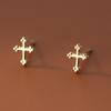 Cute Cross Stud Earrings for Women Girls Teens 925 Silver Geometric Piercing Ear Accessories