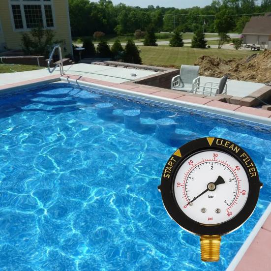 Портативный манометр для фильтра бассейна 0-60 фунтов на квадратный дюйм IP67 Водонепроницаемый широко используемый водяной насос для плавания Манометр для измерения давления воды