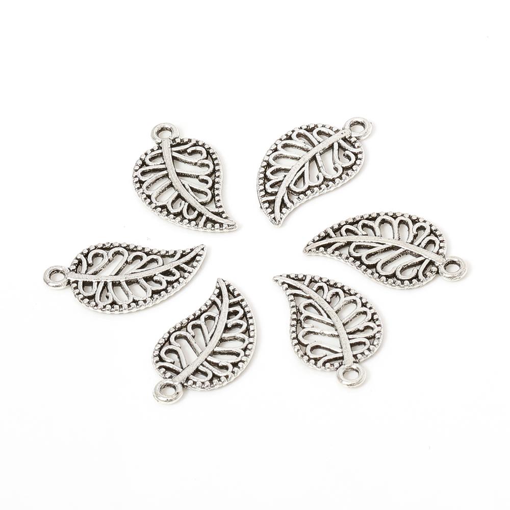 50pcs 17x9mm Tree Leaf Charms Pendants Small Metal Leaf Pendants for Bracelet Accessories Jewelry Findings Making Wholesale DIY