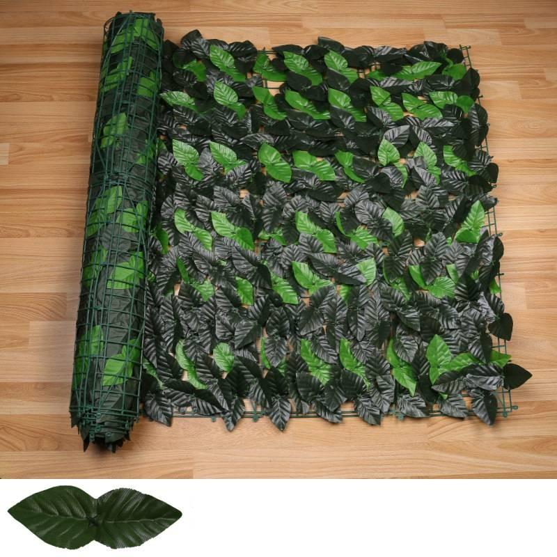 Панель искусственной листвы пышного зеленого цвета для наружного декора и экрана для уединения