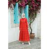Laced Long Women's Hijab Dress With Embroidery Tassel Detail