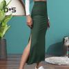 Women Half-body Skirt High Waist Hip-hugging Skirt with Slit Hem Solid Color Skirt for Work Daily Wear Dating