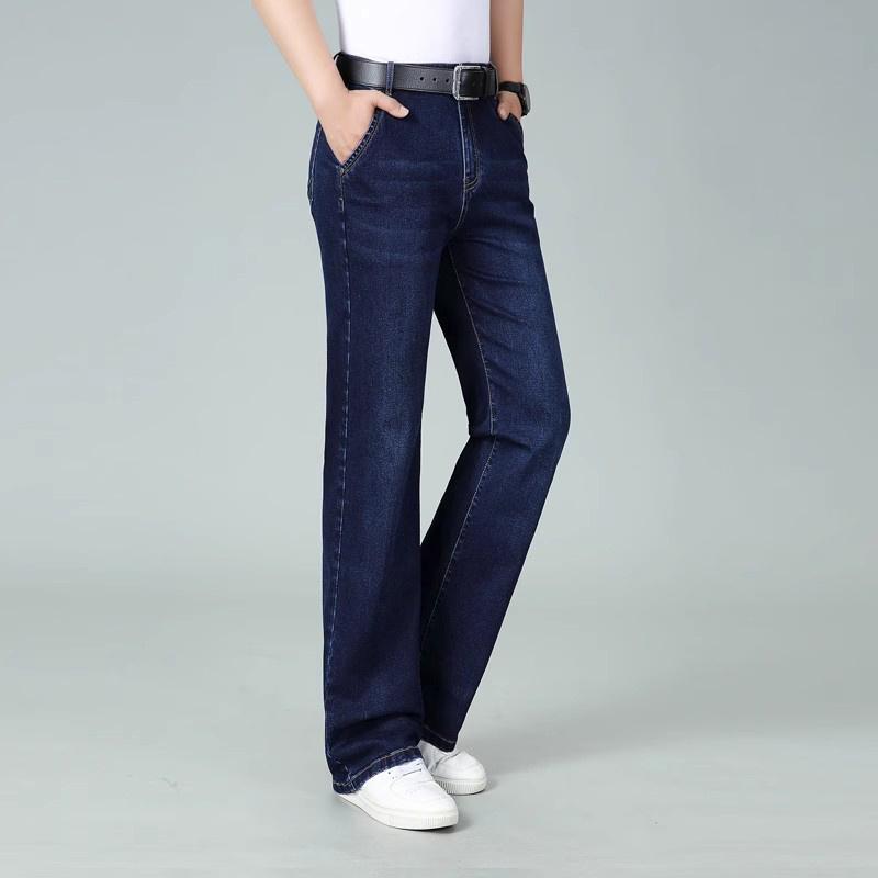 Men's Flared Jeans Boot Cut Leg Flared Male Designer Classic Denim Jeans Men's Mid Rise Stretch Loose Jeans