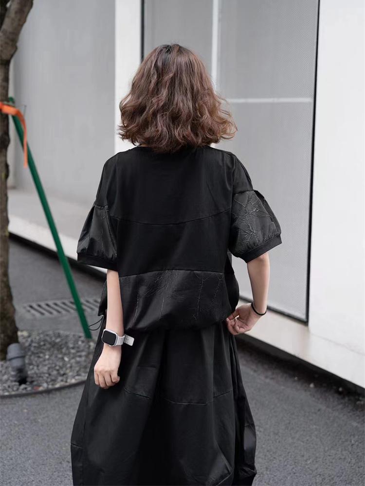 Xitao Футболки с круглым вырезом и гофрированным принтом в стиле пэчворк GJ1038