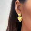 Love Heart Stud Earrings Gold Double Heart Studs Earrings Irregular Heart Dangle Earrings Fashion Jewelry Gift for Mother Wife