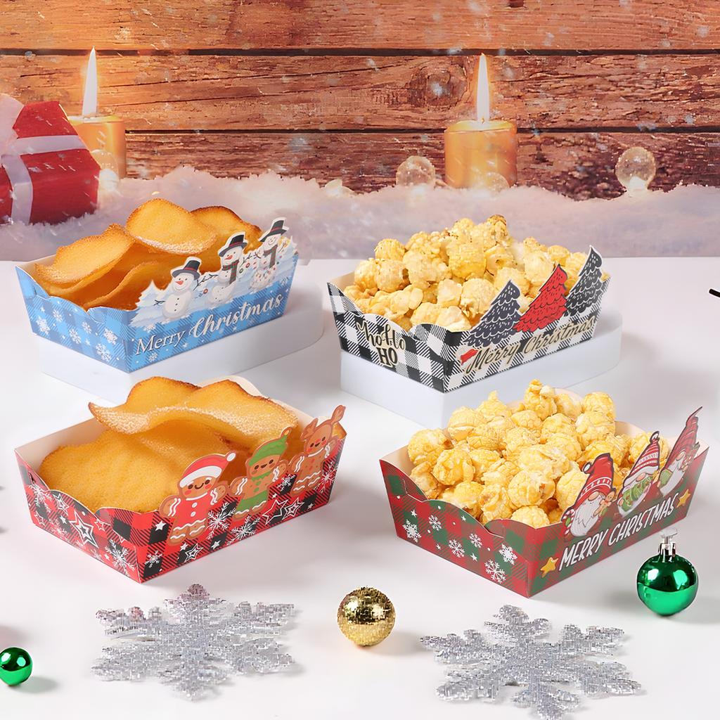 Рождественский бумажный поднос для еды Украшение С Рождеством для дома 2025 Навидад Натал Паллета для закусок и конфет Рождественское украшение Новый год 2026