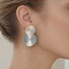 1 Pair Large Double Round Disc Dangle Drop Earrings, Minimalist Geometric Big Circle Earrings, Statement Jewelry Gifts