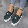 Large Size Muffin Platform Single Shoes Women's New Flat Bottom Round Head Bow Sequins One Pedal Lazy Shoes