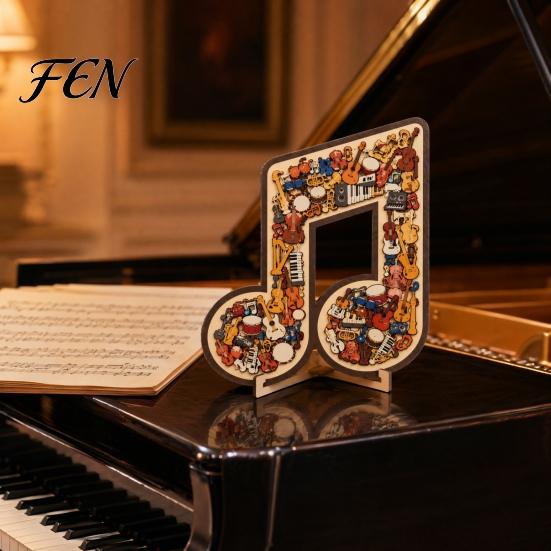 Instrument Note Jigsaw Puzzle Musical Wooden Decoration, Puzzle, Music Themed Family Night Challenge Game, Gift for Kids Adults Wood