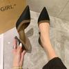 Мода 2024 года, новые мягкие кожаные туфли на высоком каблуке, весна/лето, сексуальные туфли с острыми тонкими каблуками, цветные одинарные туфли, женская рабочая обувь