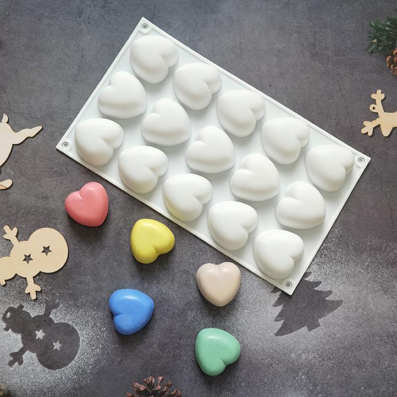 1 шт. 15-гнездные силиконовые формы для торта, мини-формы в форме сердца для романтики, сделай сам, формы для выпечки, десертов, муссов, украшения, инструменты для выпечки