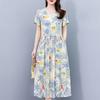 Elegant Women's Summer Dress Plus Size Casual Short Sleeve Vintage Print Long Dress Summer Clothes
