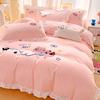 Комплект постельного белья с розовыми сердечками в скандинавском стиле с наволочками, домашний текстиль для девочек, дышащий пододеяльник, размер King Queen Twin
