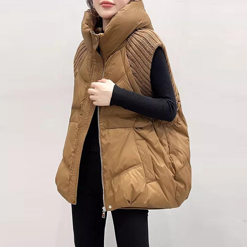 Трикотажный жилет с рукавами-пуховиками для женщин 2024 года, зимняя новая мода с капюшоном, теплый жилет для маленьких носков