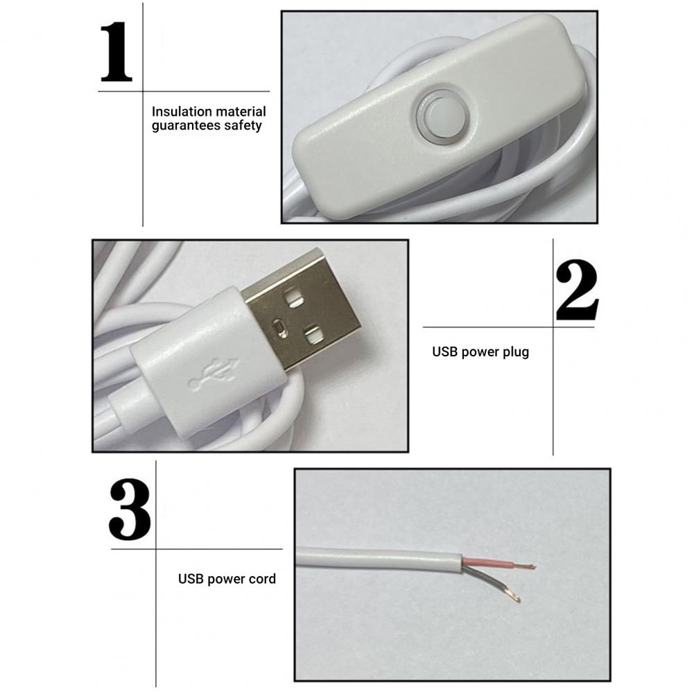 1M Extension Cord Switching Power Cord Insulated Plug Play LED Lamp USB Extension Switching Power Wire