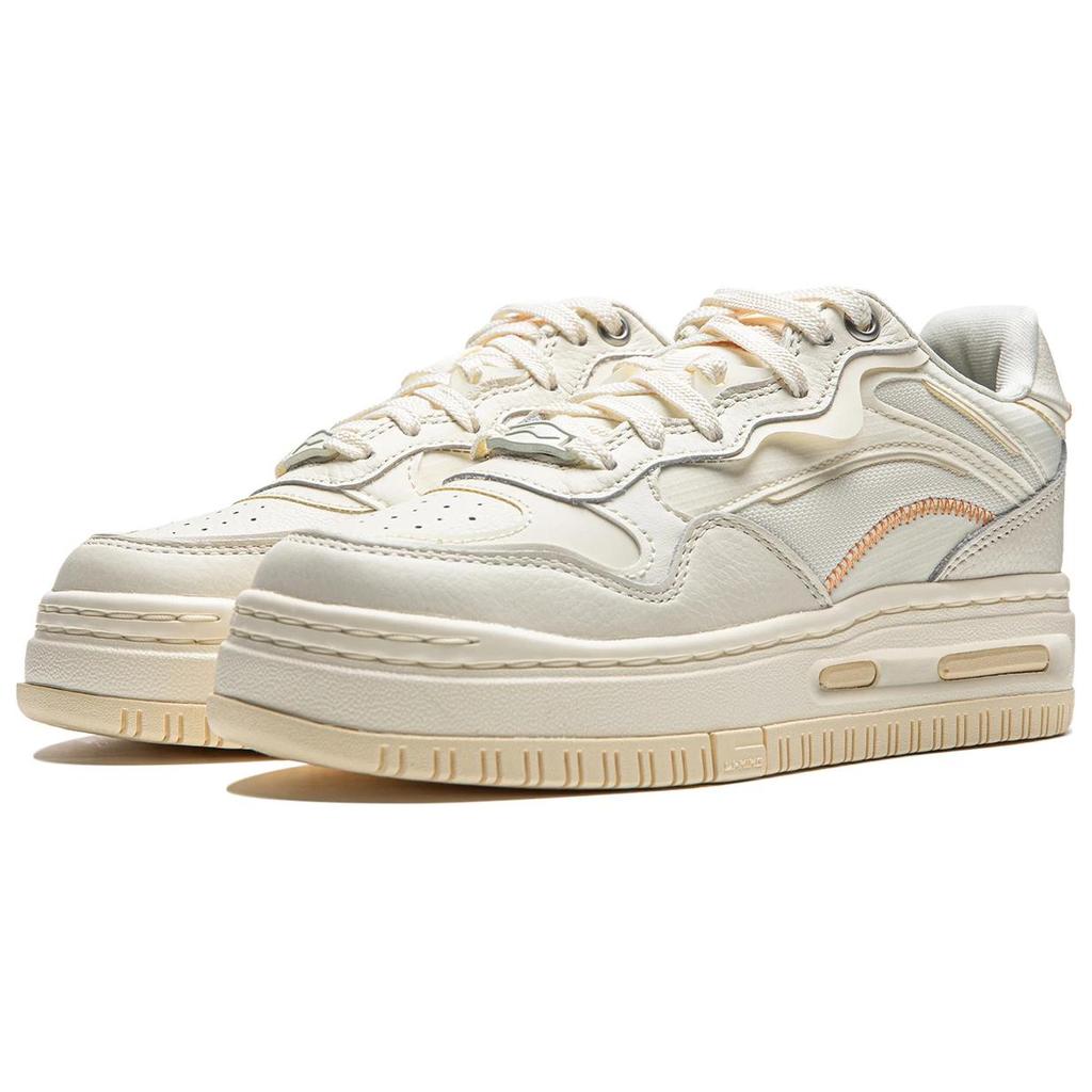 Li Ning Future C1 Trend Classic Wear Resistant Non Slip Low Top Skate Shoes Women Sneakers Beige AGCU032-19
