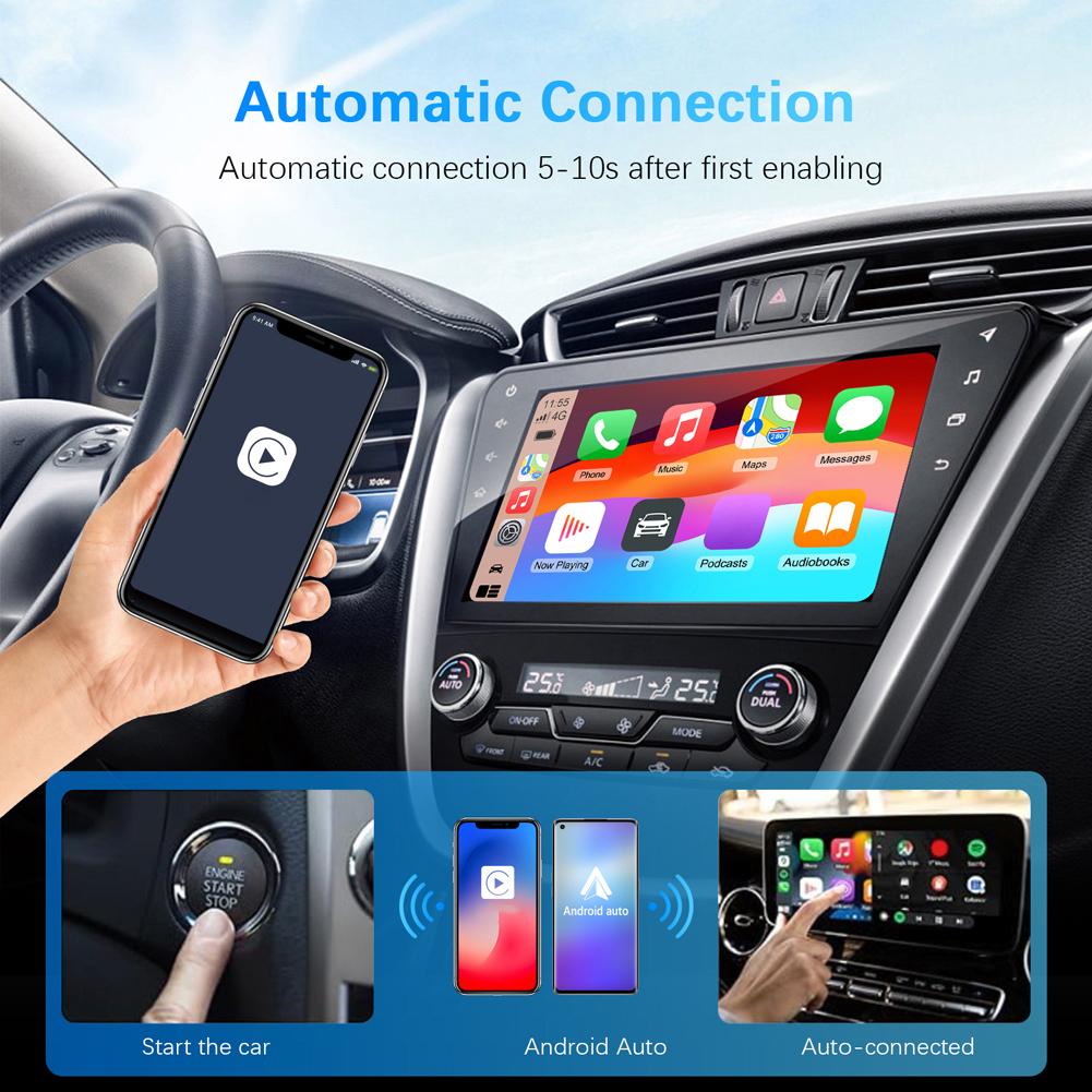 2 в 1 беспроводной адаптер Carplay, беспроводной адаптер Android Auto, Plug and Play, WiFi, Bluetooth5.0, автоматическое подключение, мини-USB-ключ 5 В