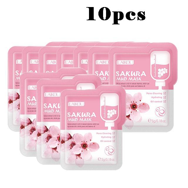 LAIKOU Sakura Mask Грязевая освежающая глубокая очищающая отбеливающая маска для сужения пор Средства по уходу за кожей лица