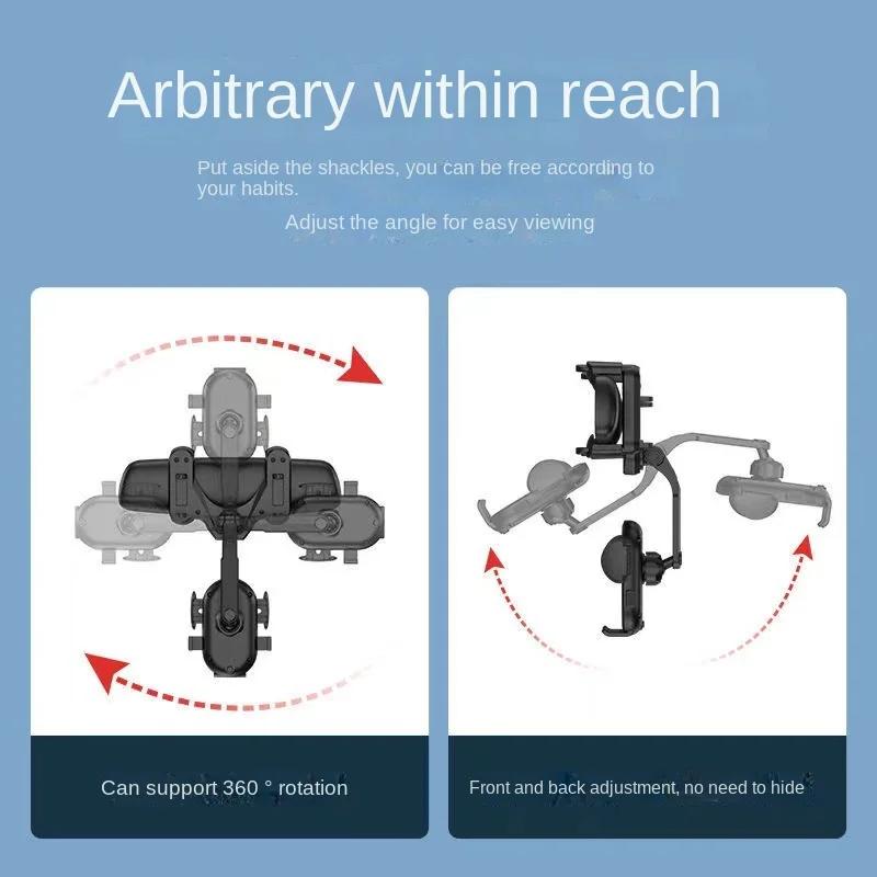 Rearview Mirror Phone Holder for Car Mount Phone and GPS Holder Universal Rotating Adjustable Telescopic Car Phone Holder