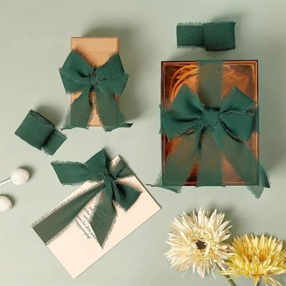 3 рулона 5 м бахромчатой шифоновой шелковой ленты, сделанная вручную мохнатая шифоновая лента, шифоновая лента для свадебных букетов