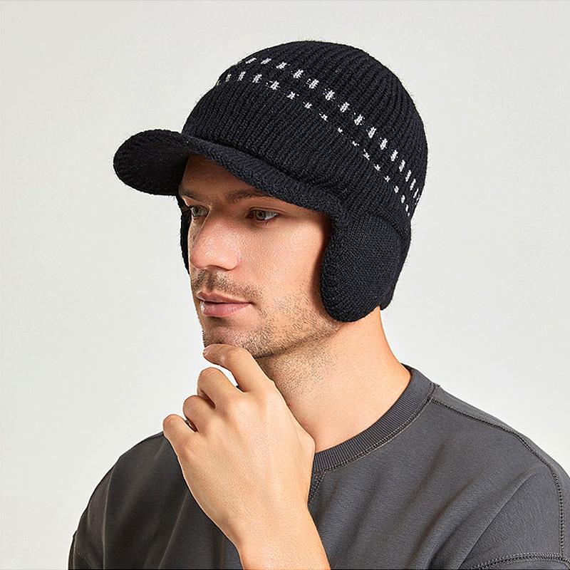 1 шт., вязаная бейсбольная шапка с капюшоном, изоляционная ушанка, теплая мужская повседневная велосипедная шапка с ворсом