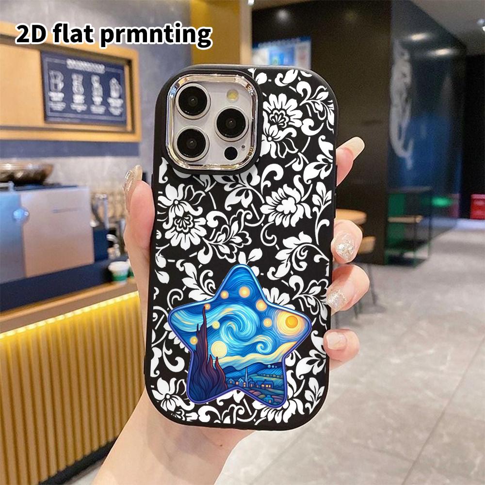 Phone case: 2D flat design suitable for iPhone 18 17 16 15 14 13 Pro protective case, couple style, moonlit star, Christmas and Halloween gift