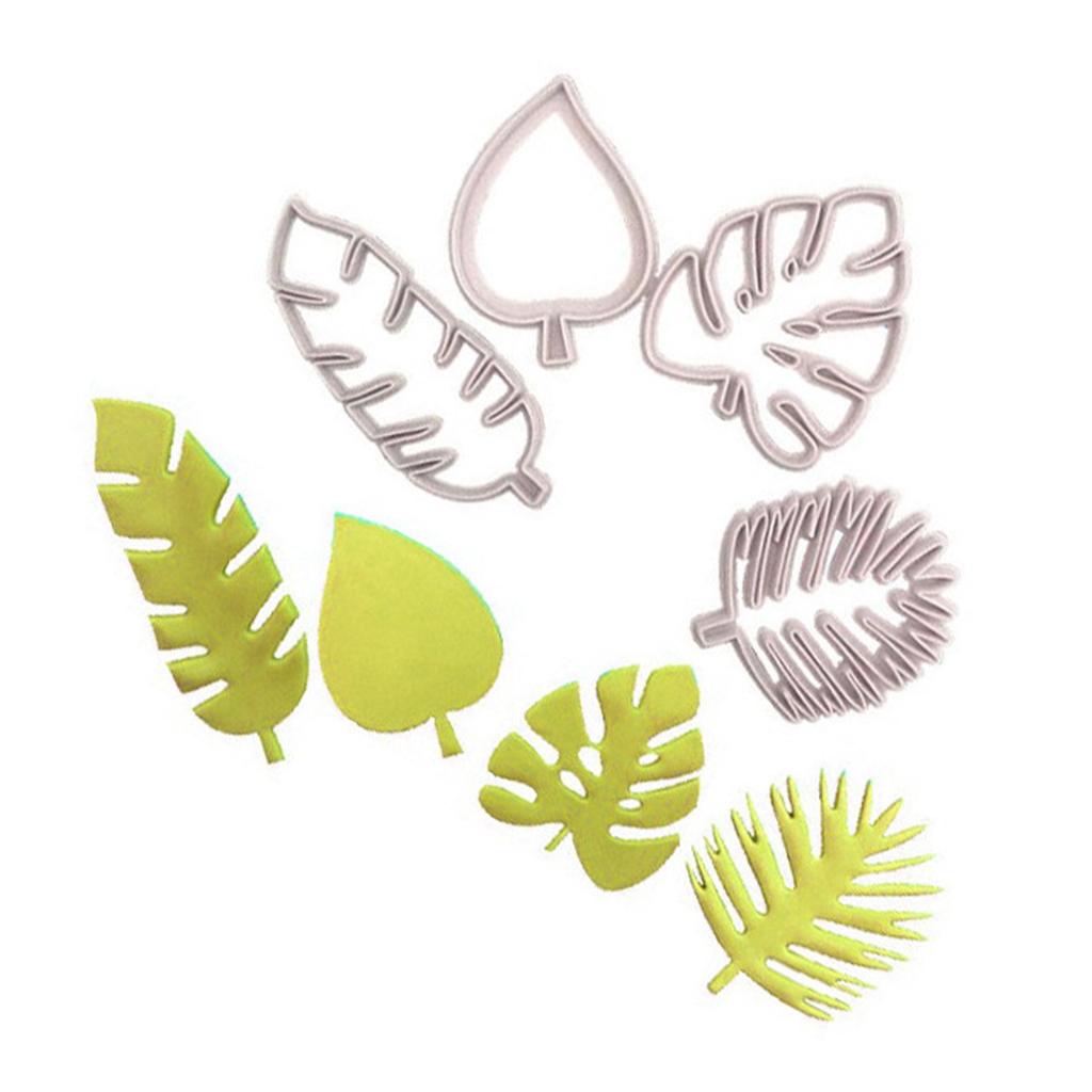 4Pcs Tropical Leaves Cookie Cutter Set Palm Leaves Fondant Cutters Mold for Luau Cake Decorating