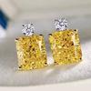 Xiaomi Huitan Simple Style Women Stud Earrings Inlaid Bright Yellow Cubic Zirconia Fashion Party Accessories Versatile Daily Jewelry