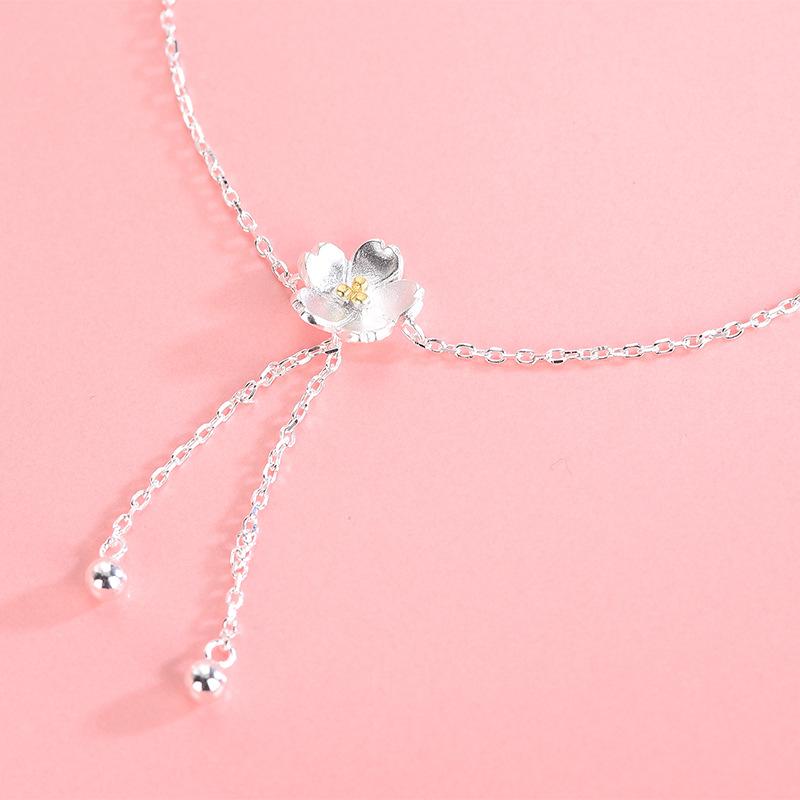 S925 Серебряный браслет в японском и корейском стиле, маленький браслет из свежих цветов, лесной сладкий браслет с кисточками и цветами