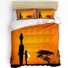 Африка Жираф Дерево Силуэт Сумерки Пододеяльник Комплект Постельного Белья Домашнее Покрывало Наволочки Комплект Постельного Белья для Спальни Без Простыни