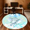 1pc Elephant Clouds Round Chair mat Area Rug - Non-Slip, Floor Mat for Office, Bedroom, home decor Christmas Gift p0811183