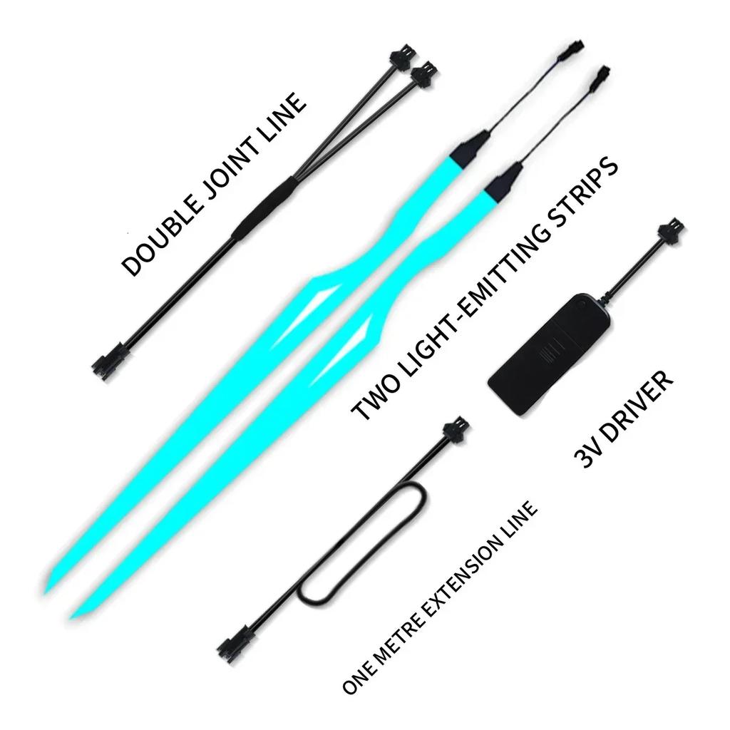 Мотоциклетный шлем, комплект модов холодного света, мигающая полоса, светящаяся наклейка, светодиодные ночные огни для верховой езды, украшение для мотоциклетного шлема