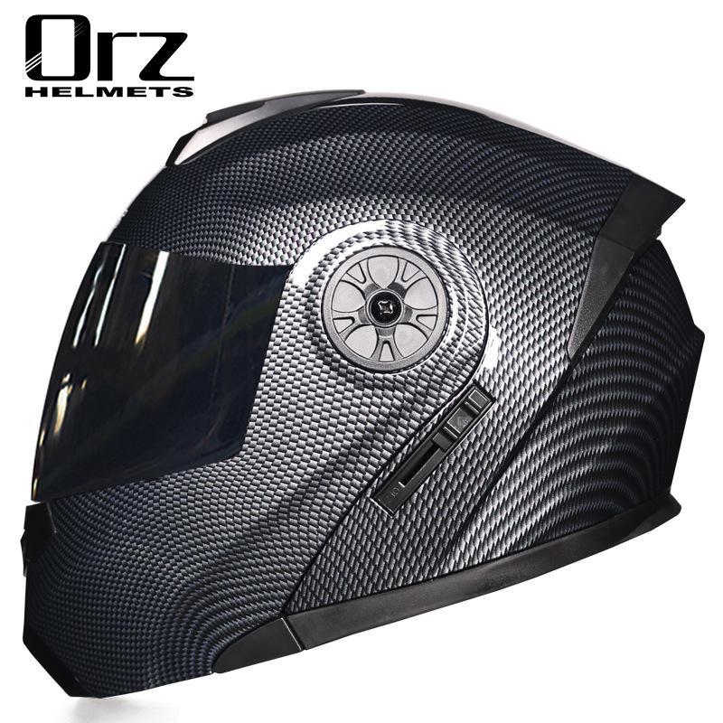 ORZ Double Lens Flip-Up Electric Car Helmet - Anti-Fog, Unisex, Four Seasons, Semi-Motorcycle